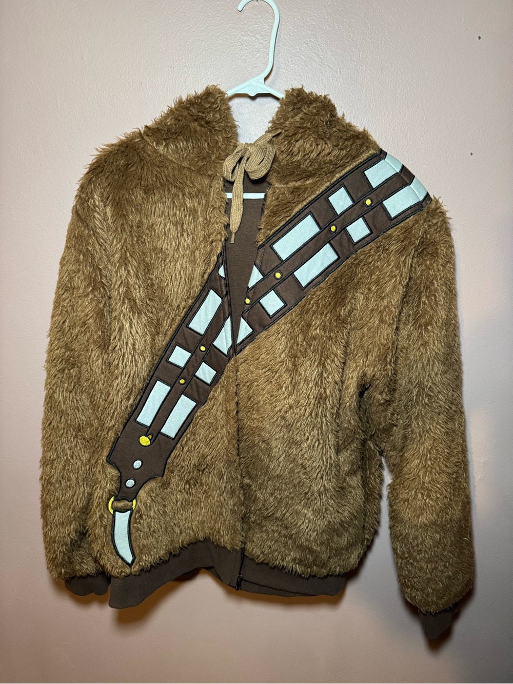 Star Wars Chewbacca Faux Fur Hoodie Jacket w/ Bandolier Brown Size M